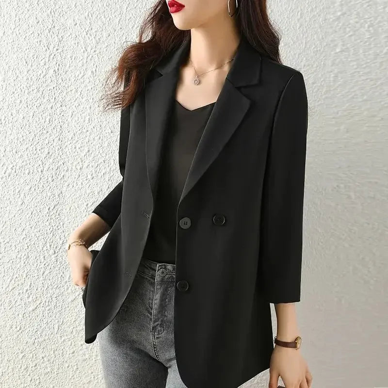 Blazer Woman Spring Autumn Thin Jacket Solid Outdoor Korean Style Coats for Women Tailoring High Quality Trend 2025 Outerwears