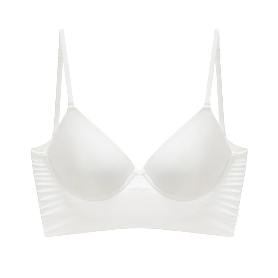 Low Back Bra for Women Seamless Wired V Plunge Invisible Underwear Backless Bras Low Cut Multiway Halter Bra Sexy Cami Tank Top