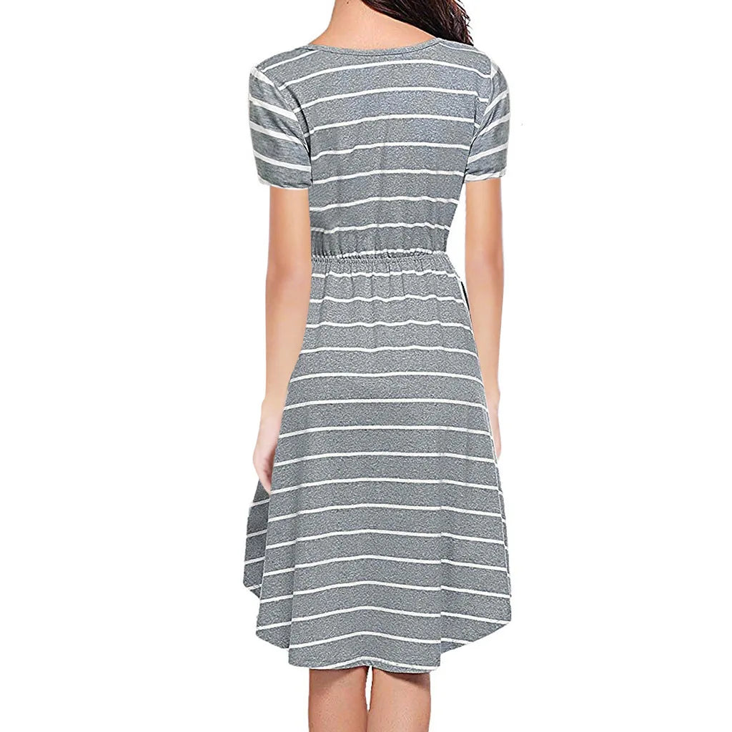 Summer Maternity Care Striped Dresses Pregnant Women Pajamas Multifuntional Mother Breastfeed Dress Premama Baby Shower Clothes