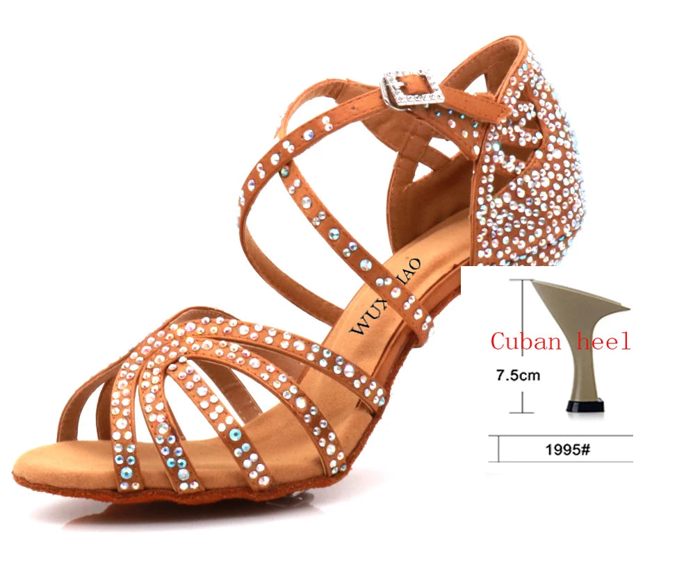 WUXIJIAO Jazz shoes Latin dance shoes female Latin Salsa girl casual shoes silver bronze skin