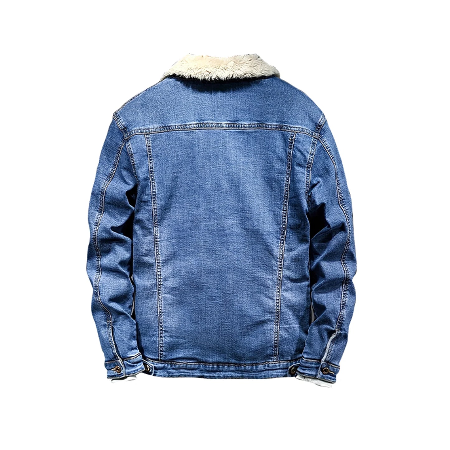 Winter Men'S Casual And Fashionable Workwear Jacket With Fleece Denim Chest Pocket Lapel Jacket Suitable For Outdoor Wear