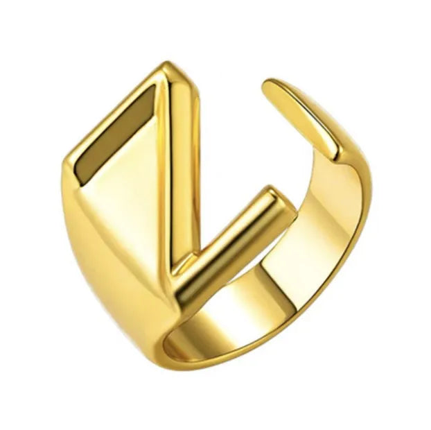 26 English Letter Ring Opening Adjustable Female Personality Internet Celebrity Ring Fashion Jewelry Couple Mother's Day Gift