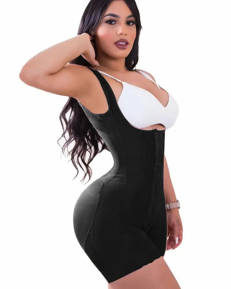 Women's  A Comfy Shaping Jumpsuit Flatten Abdomen Waist and Hips Zip Front Closure Shapewear Firm Tummy Compression Butt Lifter