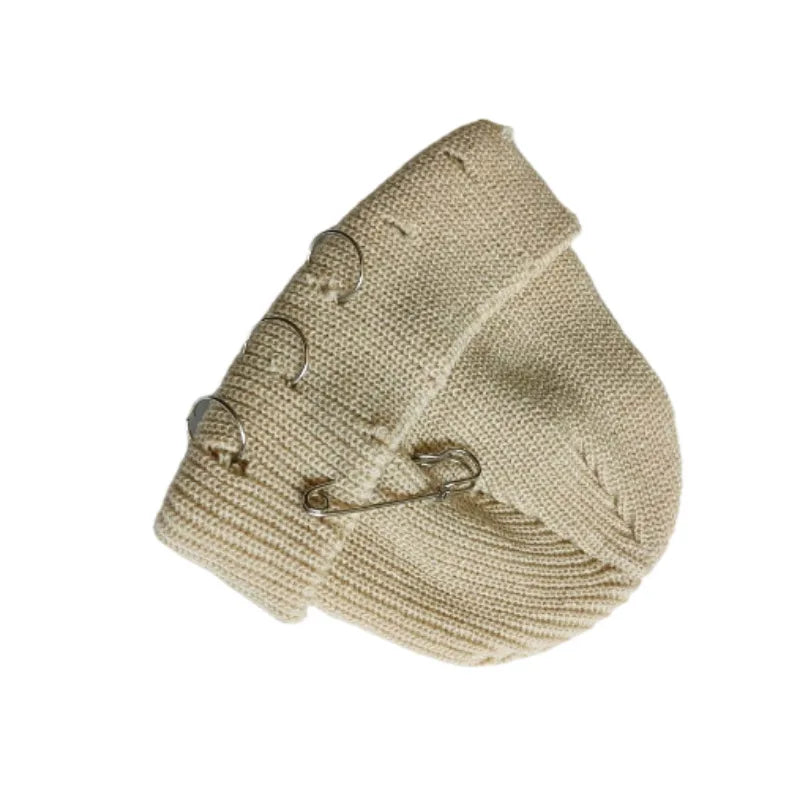 Hat for Women Autumn and Winter Ring Pin Street Hip-Hop Woolen Hats with Holes Edging Knit Cap Men's Trendy Cold-proof Beanies
