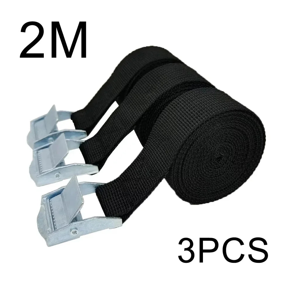 3pcs 2M Buckle Tie-Down Belt cargo straps for bike With Car motorcycle Metal Buckle Tow Rope Strong Ratchet Belt for Luggage Bag
