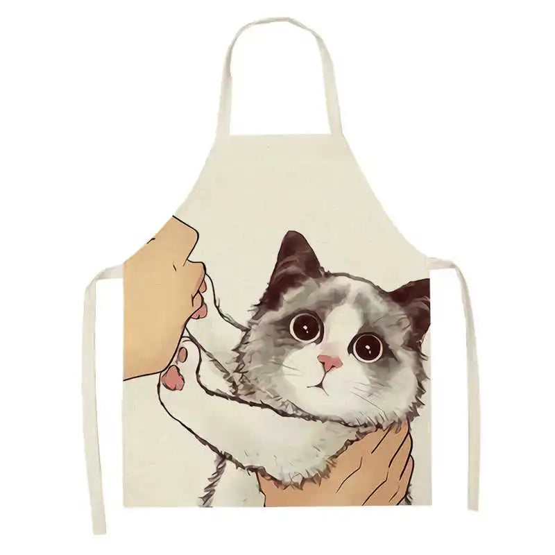 Kitchen apron Cute cartoon cat pattern  anti-stain and oil-proof sleeveless  Home Clean cooking baking accessories