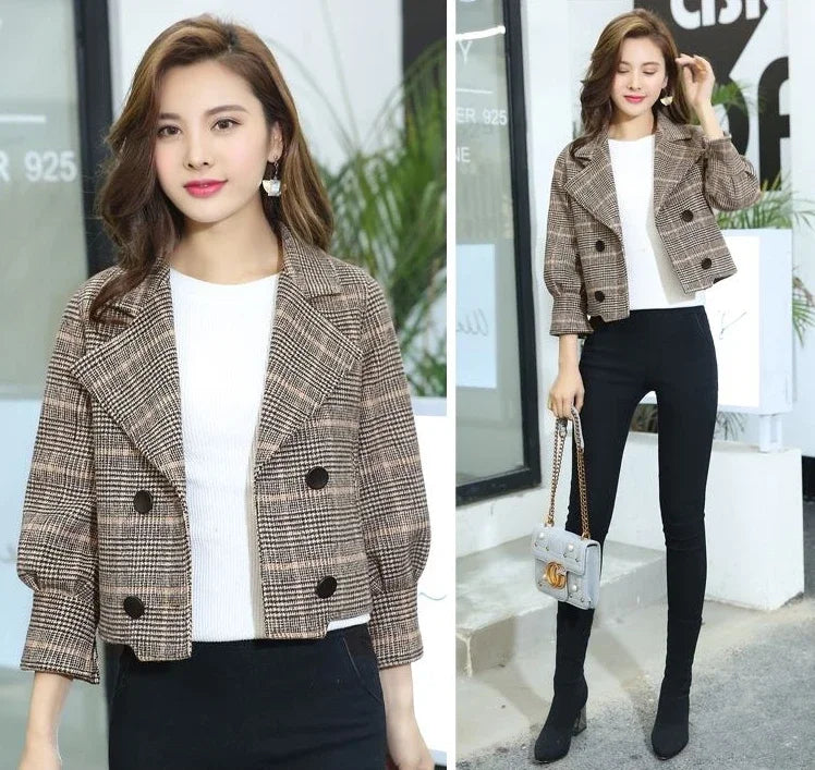 Outerwears Korean Style Wool & Blend Coats for Women 2025 New Arrivals Jacket Luxury Clothing Trend Deals In Tweed Blazer Woman