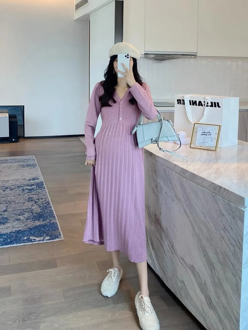 Maternity Dress Spring Autumn Long Sleeve V-Neck HIgh Waist Pregnant Woman clothing Sweet Pregnancy Dress vestidos de fotografia