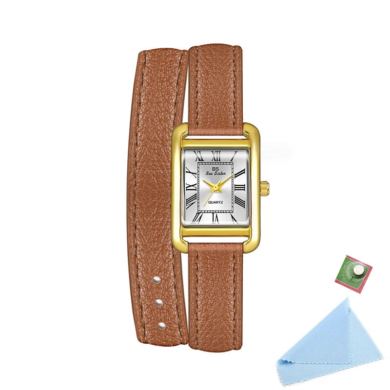 Women Watches 2025 Casual Vintage Leather Watch For Women Fashion Quartz Wristwatches Rose Gold Square Clock Gift For Girlfriend