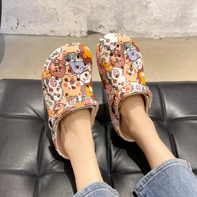 Slippers Casual Summer Women's Shoes Cover Toe Platform Shale Female Beach Slides Luxury Flat Sabot Fashion House Slippers Platf