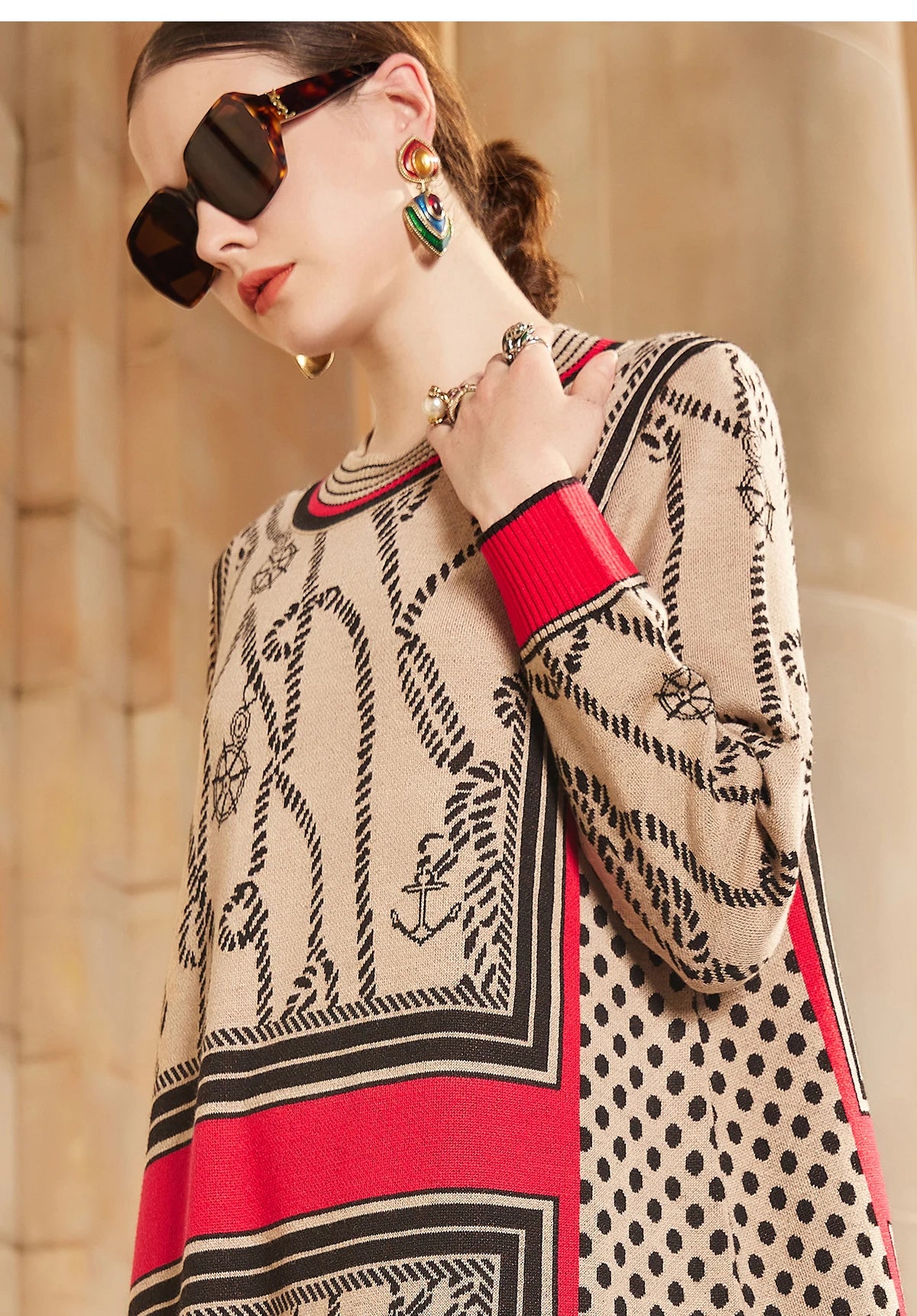 Sweater Dresses Women's Knitted Dress For Spring Autumn 2024 New Half Turtleneck Pullover Loose Thicken Warm Bottom Clothing