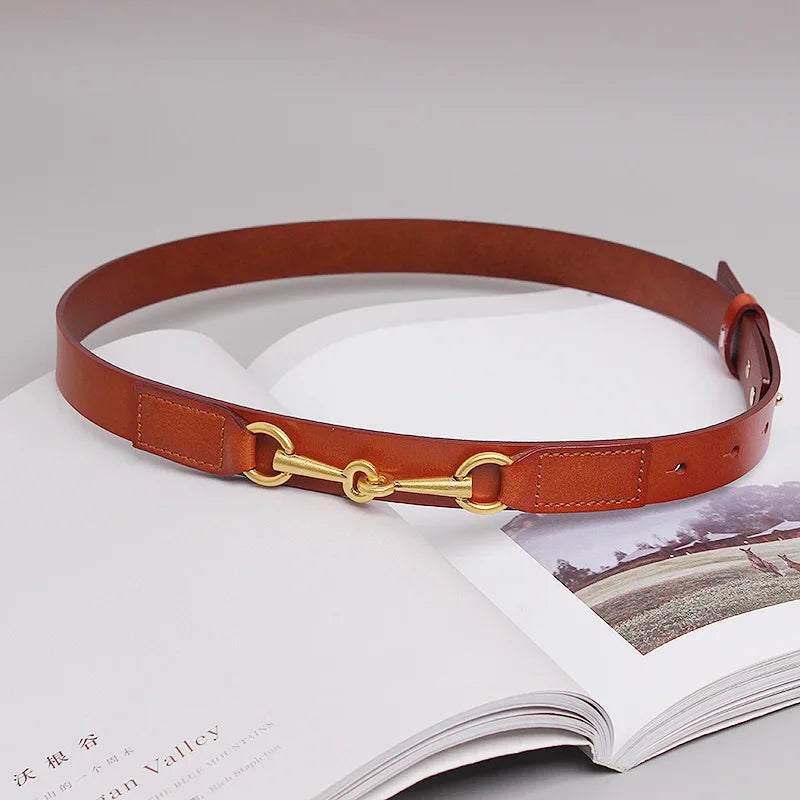 Women's Belt New Simple Belts For Women Saddle Buckle Decoration Cowhide Belt Female