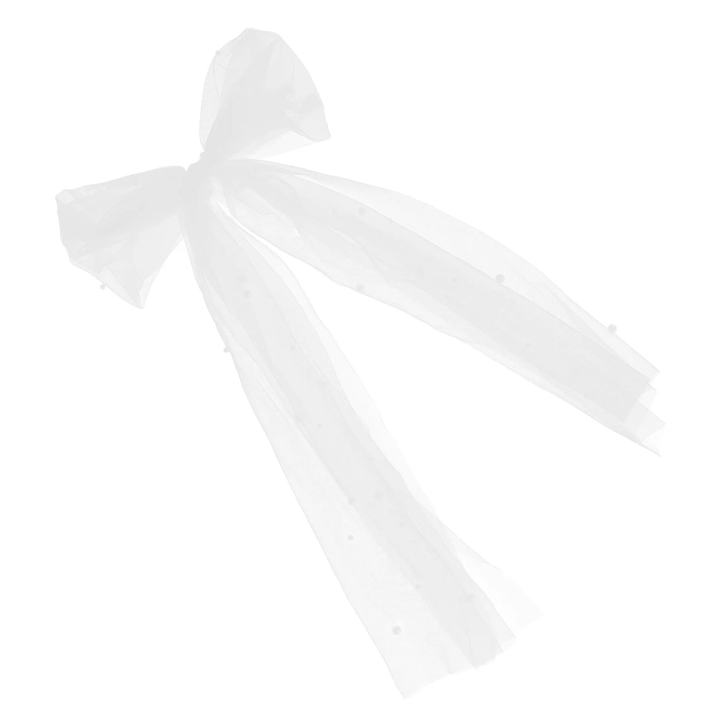 Bridal Bowknot White Beaded Veil Hair Clip Simple Elegant Wedding Accessories Bridal Veil Decor Bride Hairpiece