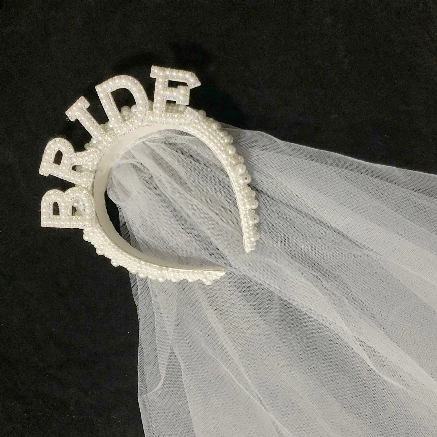 Bridal Hairband Pearl Crown with Headscarf Bride To Be Luxury WIFEY Hair Accessories Wedding Engagement Dinner Decoration Gift