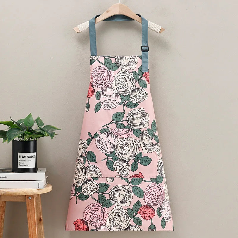 Kitchen Apron Household Waterproof and Oil-proof Kitchen Apron Cooking Baking Work Clothes Drawing Aprons Art Smock for Women