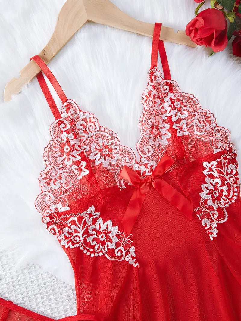 Nightdress And Panty Pijamas Sets Women Underwear Lace See Through Sleepwear Sexy Lingerie Drees Female Sexy Nightwear For Night