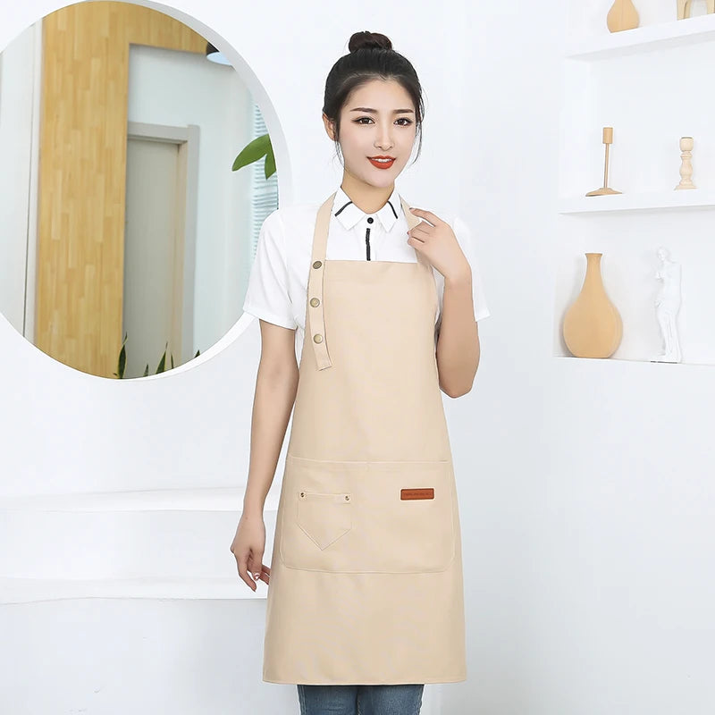 New Fashion Kitchen Aprons for Woman Men Chef Work Apron for Grill Restaurant Bar Shop Cafes Beauty Nails Studios Uniform