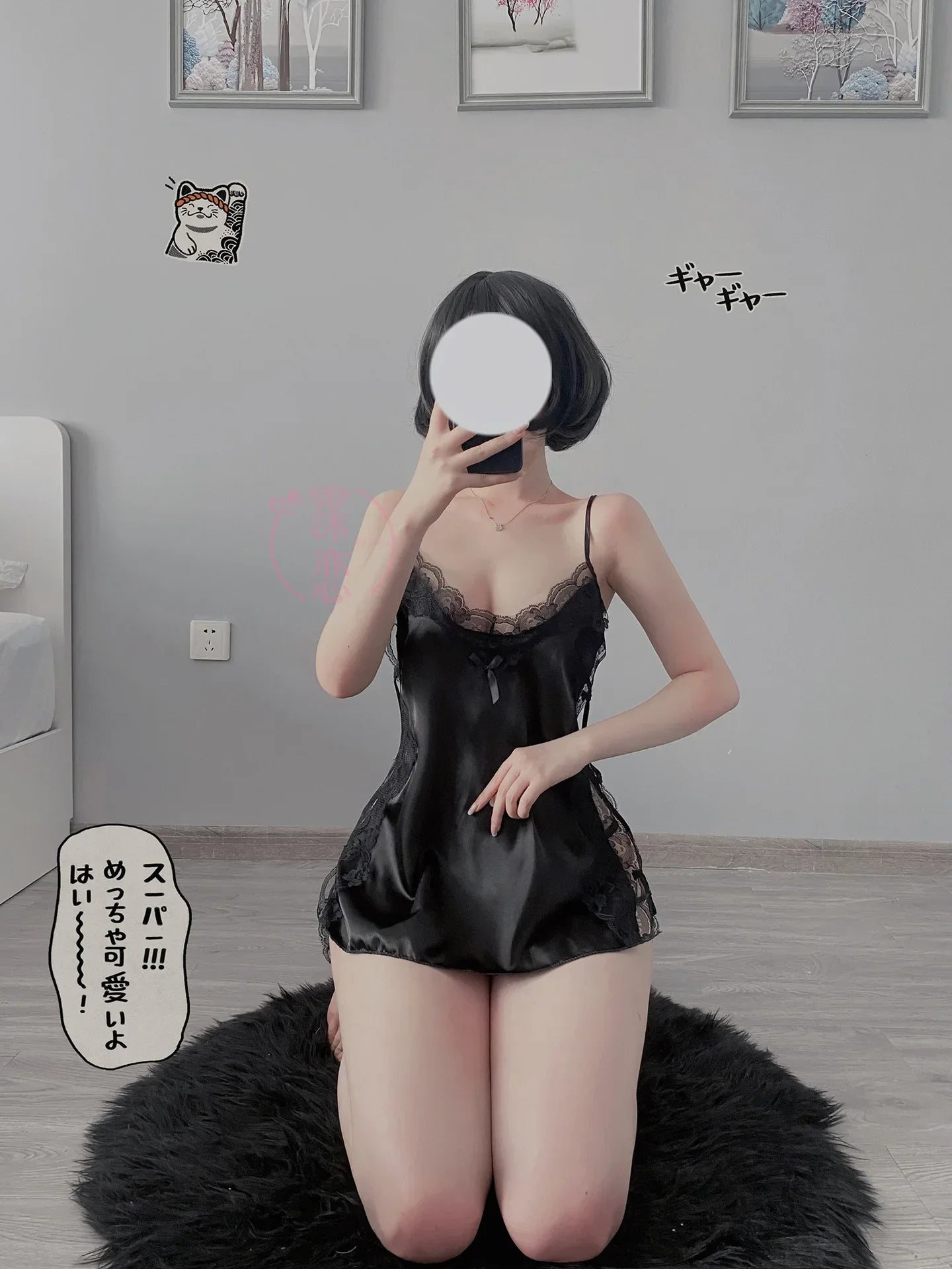 Satin Nightgown Lady Sexy Bowknot Lace Lingerie Spaghetti Strap Night Dress For Women Nighties Sleeveless Sleepwear Nightwear