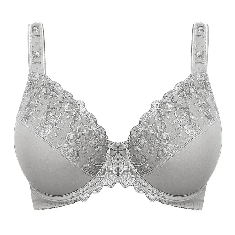 Bra For Women Lace Full Coverage Minimizer Non-Padded Underwire Woman Floral Embroidery Female Plus Size B C D E F G H I NM21