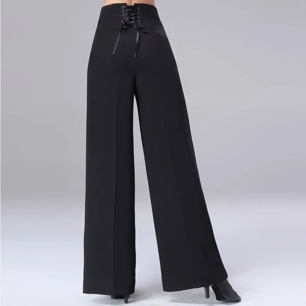 Women Trousers Latin Dance Pants Modern Dance Ballroom Dancing Wide-Leg Pants Ladies High Waist Casual Loose Chiffon Trousers