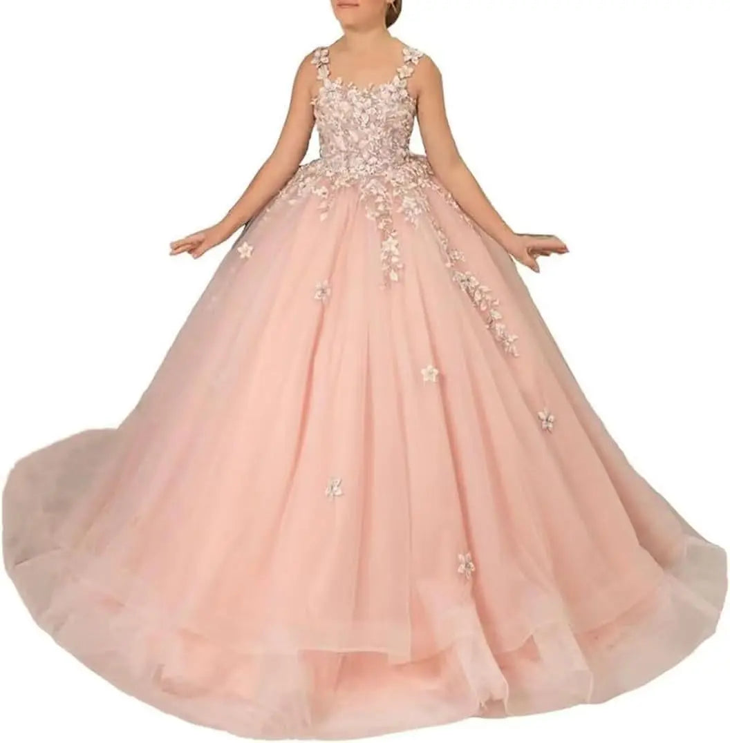 Kingbridal Flower Girl Dresses for Wedding Lace Princess First Communion Formal Dresses Tulle Pageant Ball Gowns Princess Dress