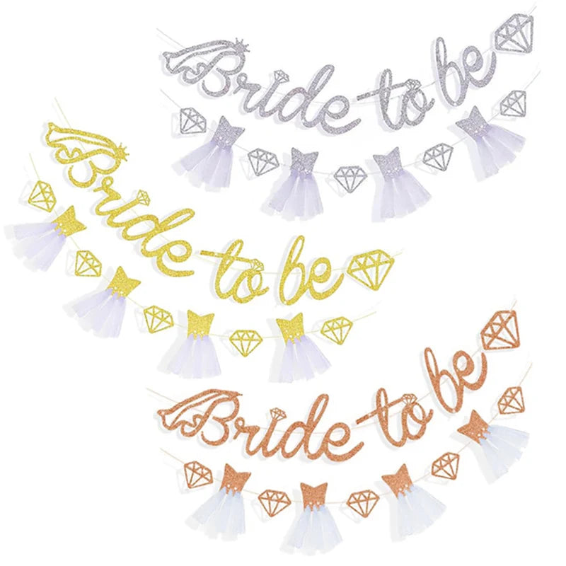 1set Rose Gold Glitter Bride to Be Banner Engagement Wedding Bridal Shower Bunting Garland Decor Bachelorette Hen Party Supplies