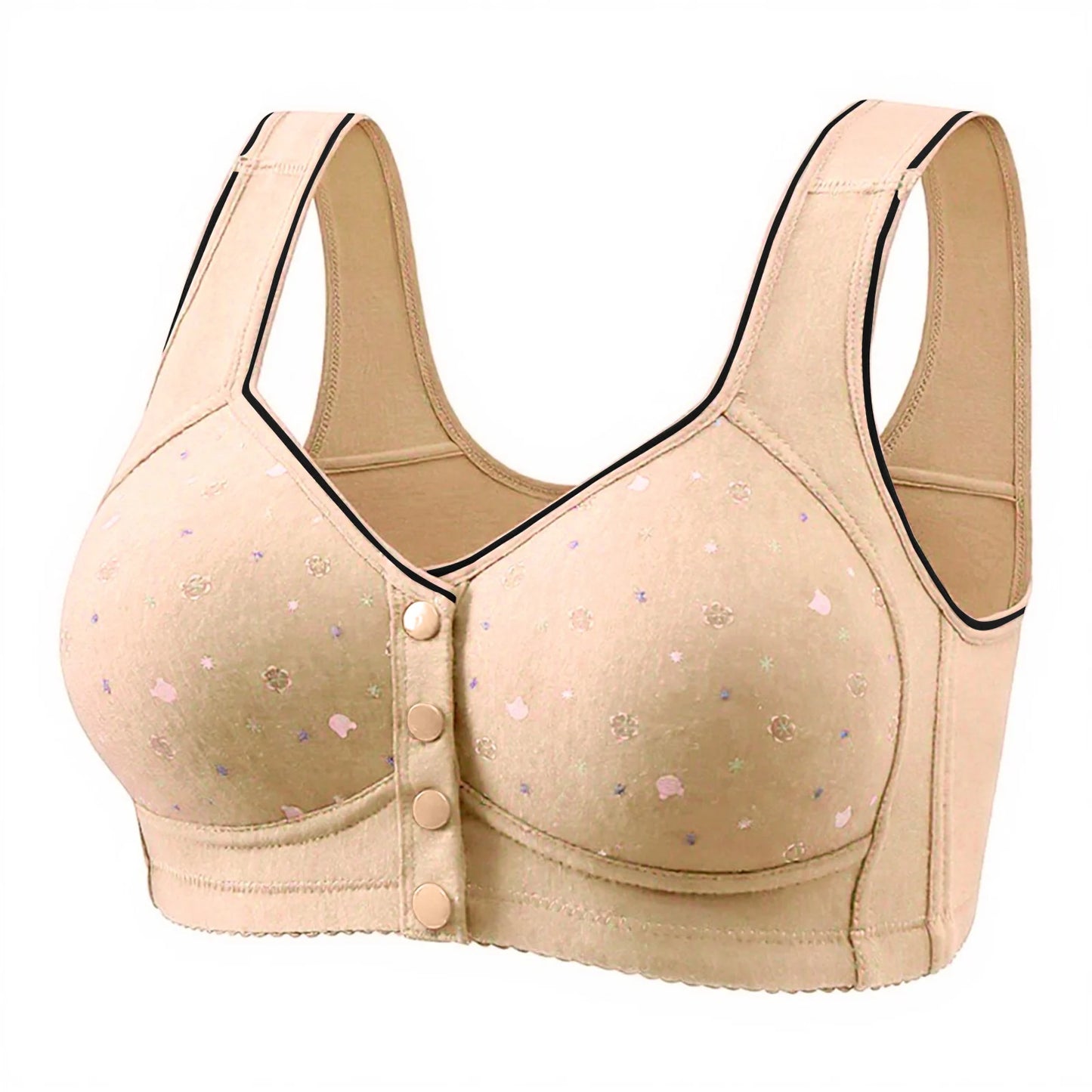Women'S Front-Clasp Bra Printed Bra Pattern Vest-Style Design Comfortable Without Underwire Suitable Daily Wear All Seasons Home