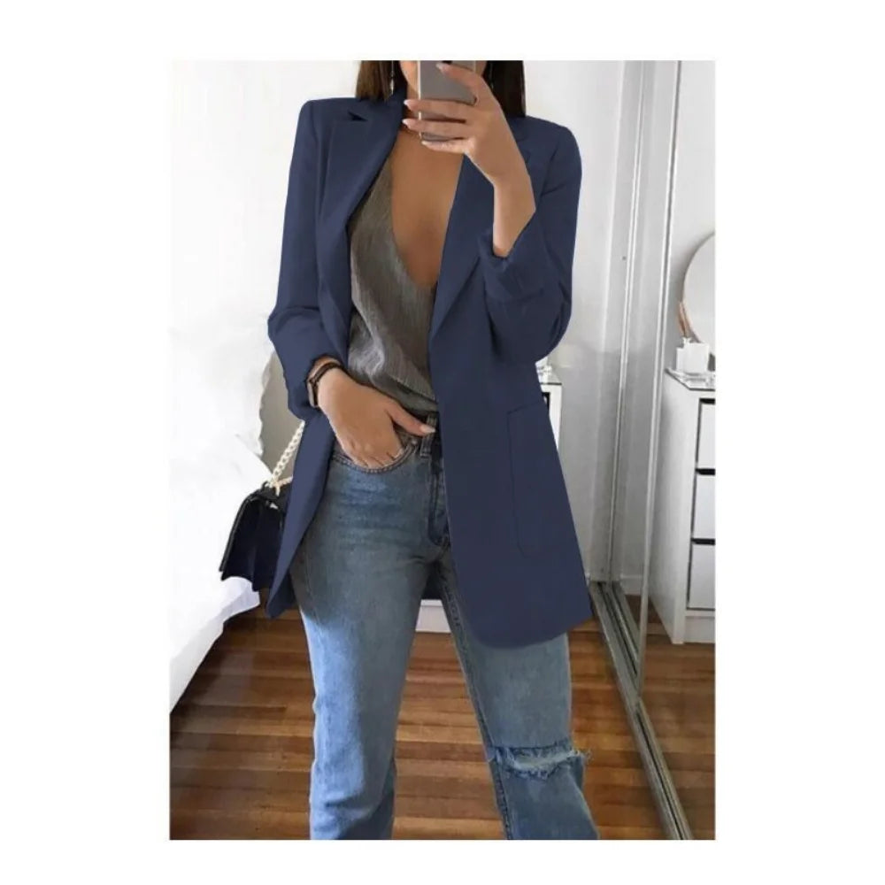 Blazer Women 2025 New Ladies Professional Office Lapel Cardigan Temperament ropa mujer Suit Jacket Casual Lady coat Solid coats