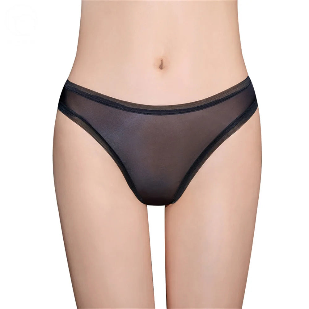 Women's Thin Transparent Panties Low Waist Sexy Briefs Breathable Naked Feeling Elastic Sheer Underwear Thong Exotic G-String