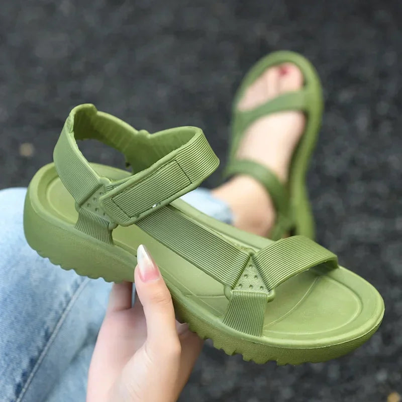 Sandals Woman Summer 2025 New Fashion Platform Sport Casual Flat Sandals Non-slip Outdoor Beach Sandalias Chaussure Femme