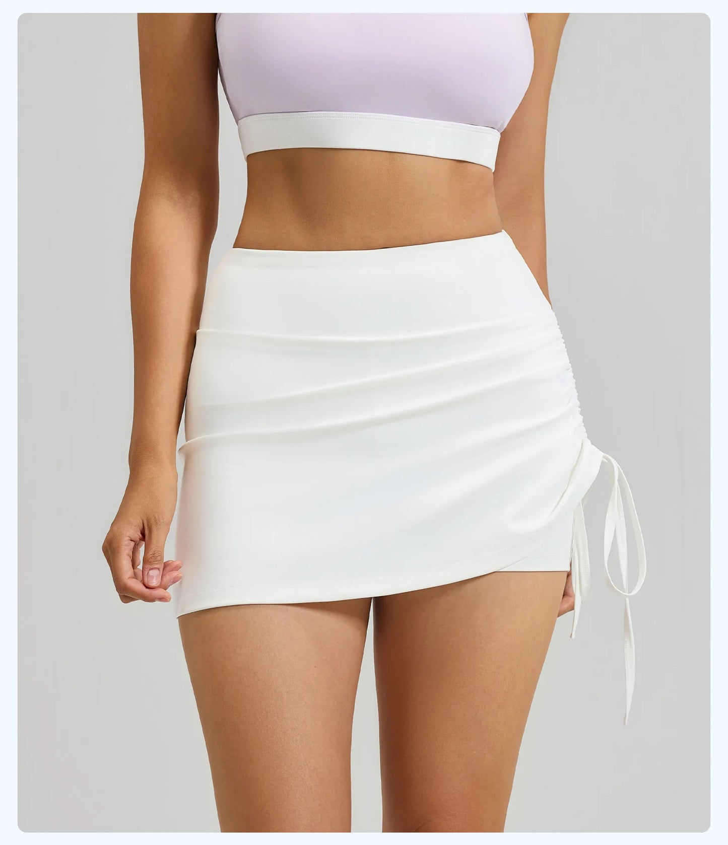 Shirring Sports Skirts with Safety Trousers for Women High Elastic Fashion Casual Fitness Skirts Fake Two Pieces Yoga Skirts