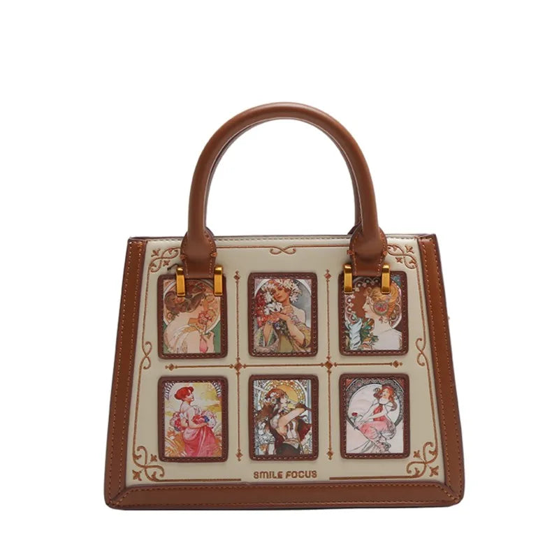 Women's handbag with high-end contrasting colors, carrying mother's bag 2024 new retro designer single shoulder crossbody bag