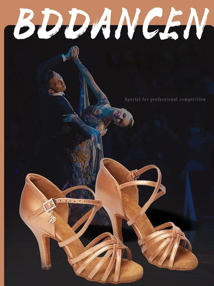BD Latin Dance Shoes Authentic Female Soft-Soled Dancing Professional National Standard BDSALSA 216 Ballroom FREE BAG BDDANCE