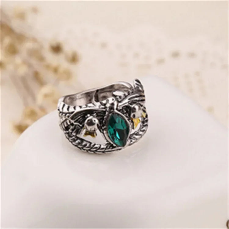 Movie Character Ring Barahir Aragorn Gundor Ring Men's and Women's Large Green Rhinestone Jewelry Gift