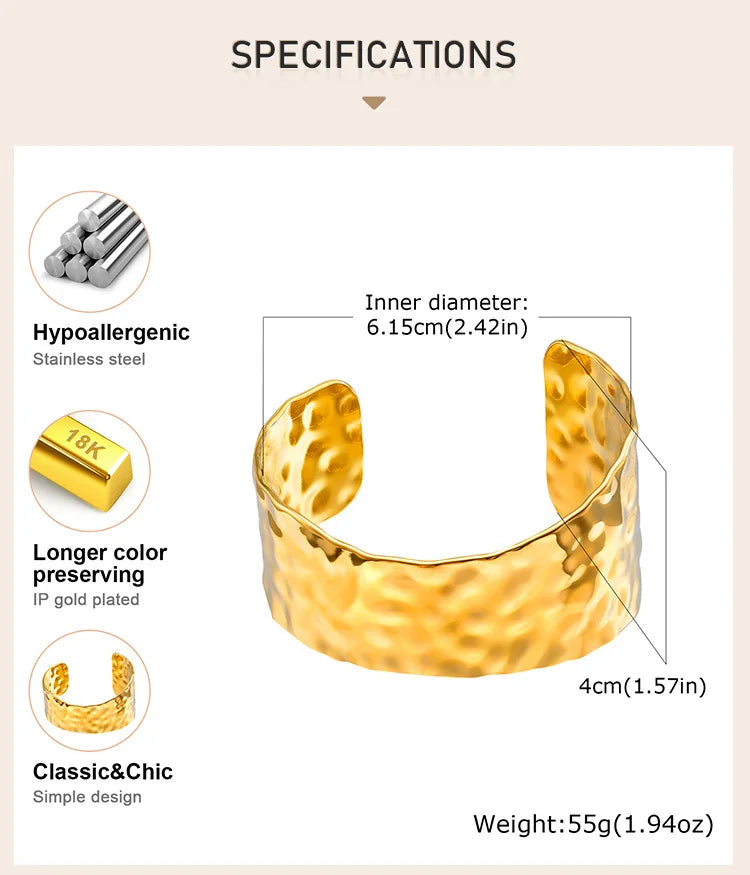 Simple Bangle for Women, Luxury Geometric Adjustable Stainless Steel Bangles, Stainless Steel 18K Plated Vintage Jewelry Gift