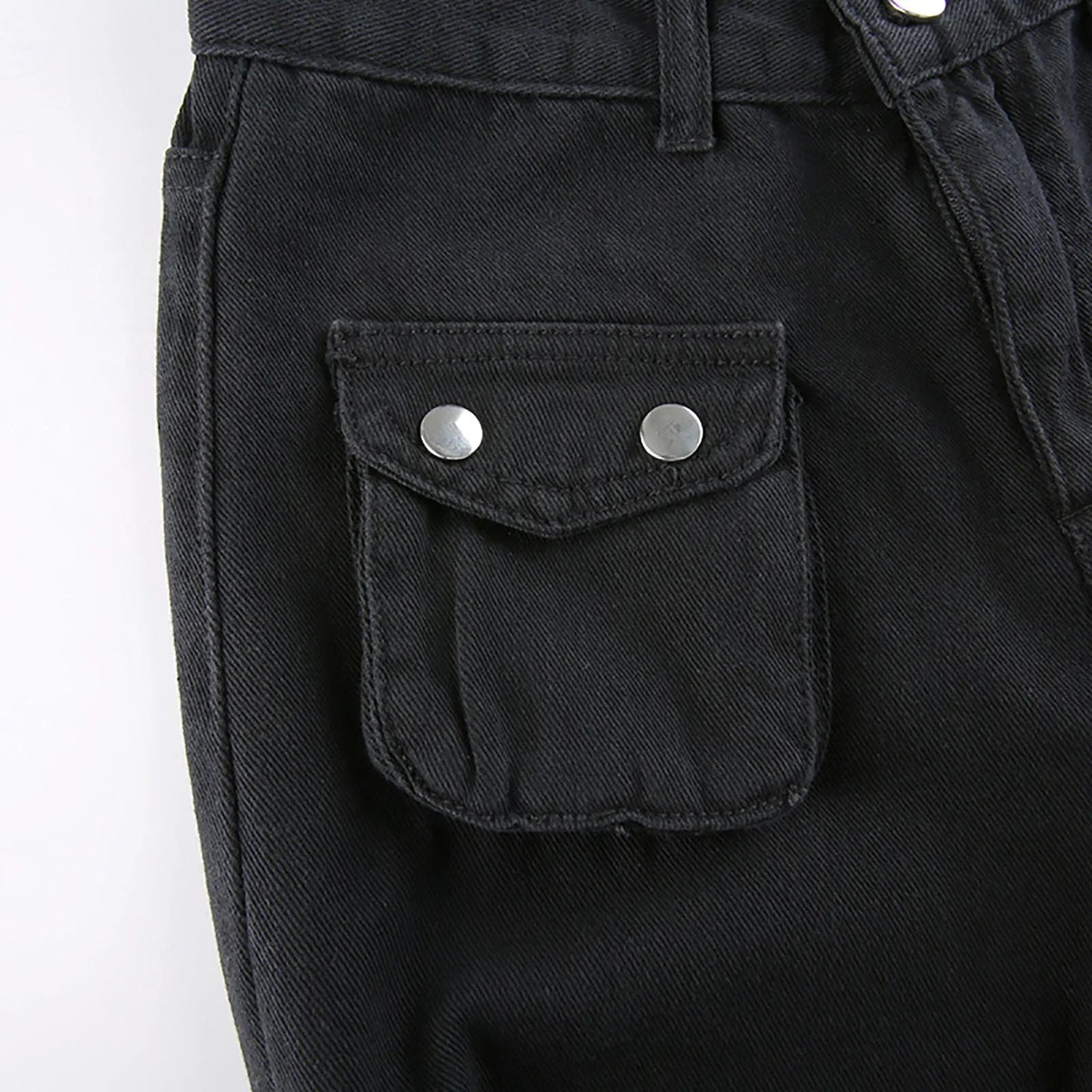Women'S Trousers Low-Rise Gothic Jeans Street Washed Print Style Cool Loop Pants Retro Hip Hop Wide-Leg Pants Fashion