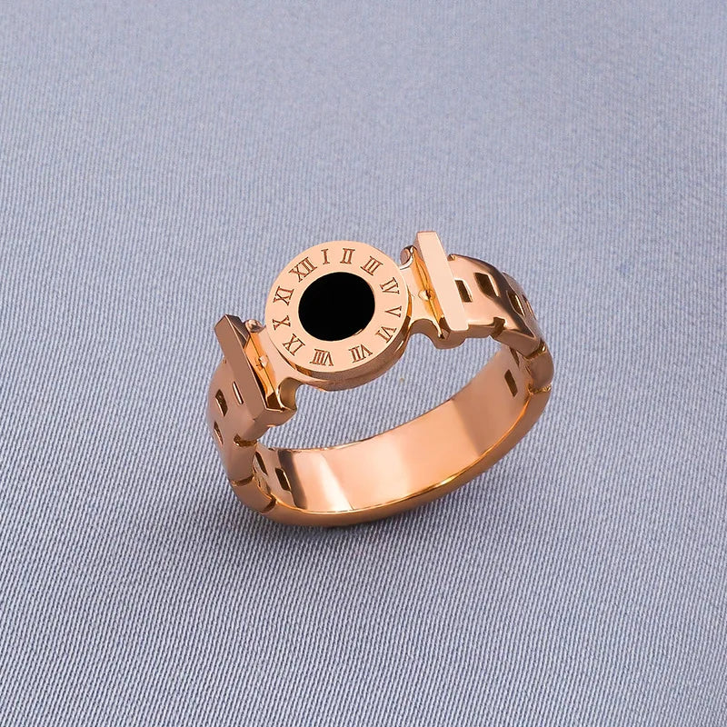 Roman Numerals Couple Ring for Women Men Luxury Stainless Steel Size 5-10 Finger Rings Female Wedding Trendy Jewelry