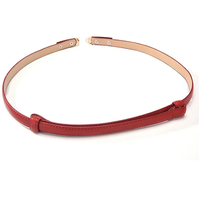 Belt Dress Simple Versatile Fashion Women Leather Thin Skinny Metal Gold Elastic Buckle Waistband Belt Dress Accessories