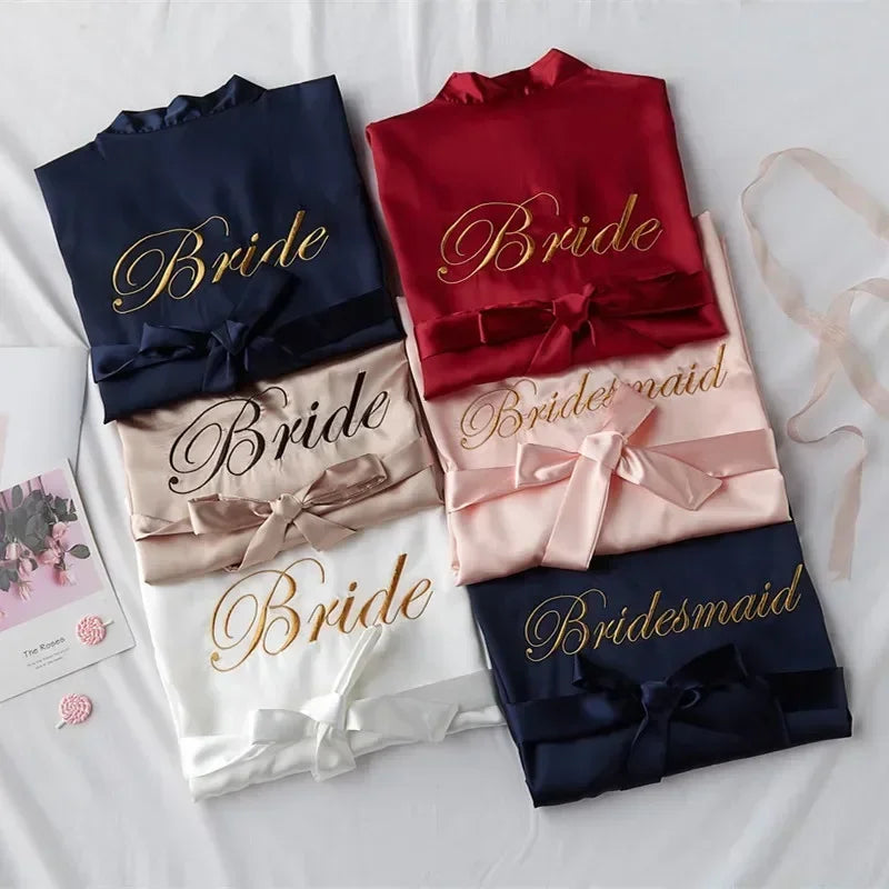 Bride To Be Dressing Gown Bridesmaid Bathrobe Team Bride Robe Wedding Decoration Bridal Shower Hen Bachelorette Party Decor