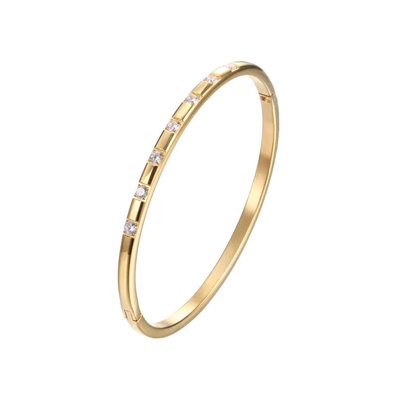Fashion Bangles for Women Men Trendy Stainless Steel Metal Bracelets Punk Gold Color Bohemian Jewelry Accessories Gift Wholesale