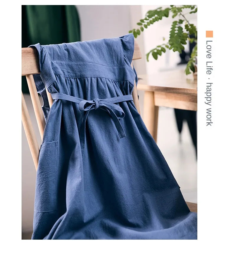 Kitchen Apron Ruffled with Pockets for Chef Gardening Cross Back Work Women with Big Pinafore Dress Baking Cooking BBQ & Grill