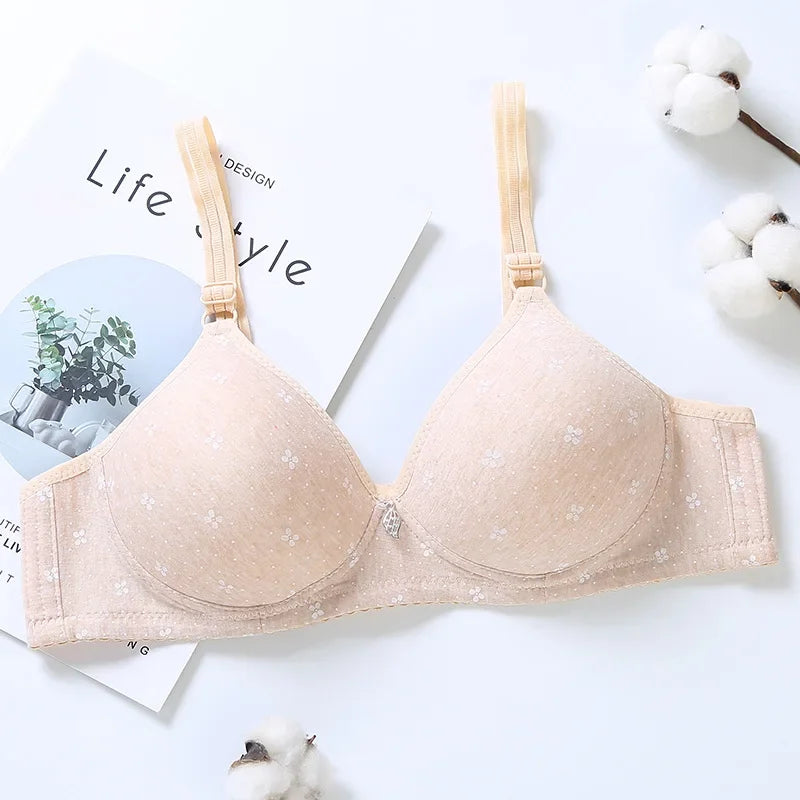 Cotton Soft Bra for Women B Cup No Steel Ring Comfort Thin Cup Sexy Little Flowers Push Up Brassiere Sweet Girl Lingerie Bra