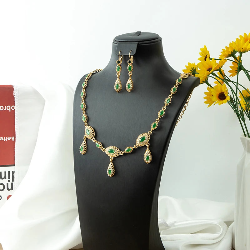 Arabic Handmade Jewelry With Crystals Wedding Hair Accessories Women Gold Color Headpiece Jewelry Set Head