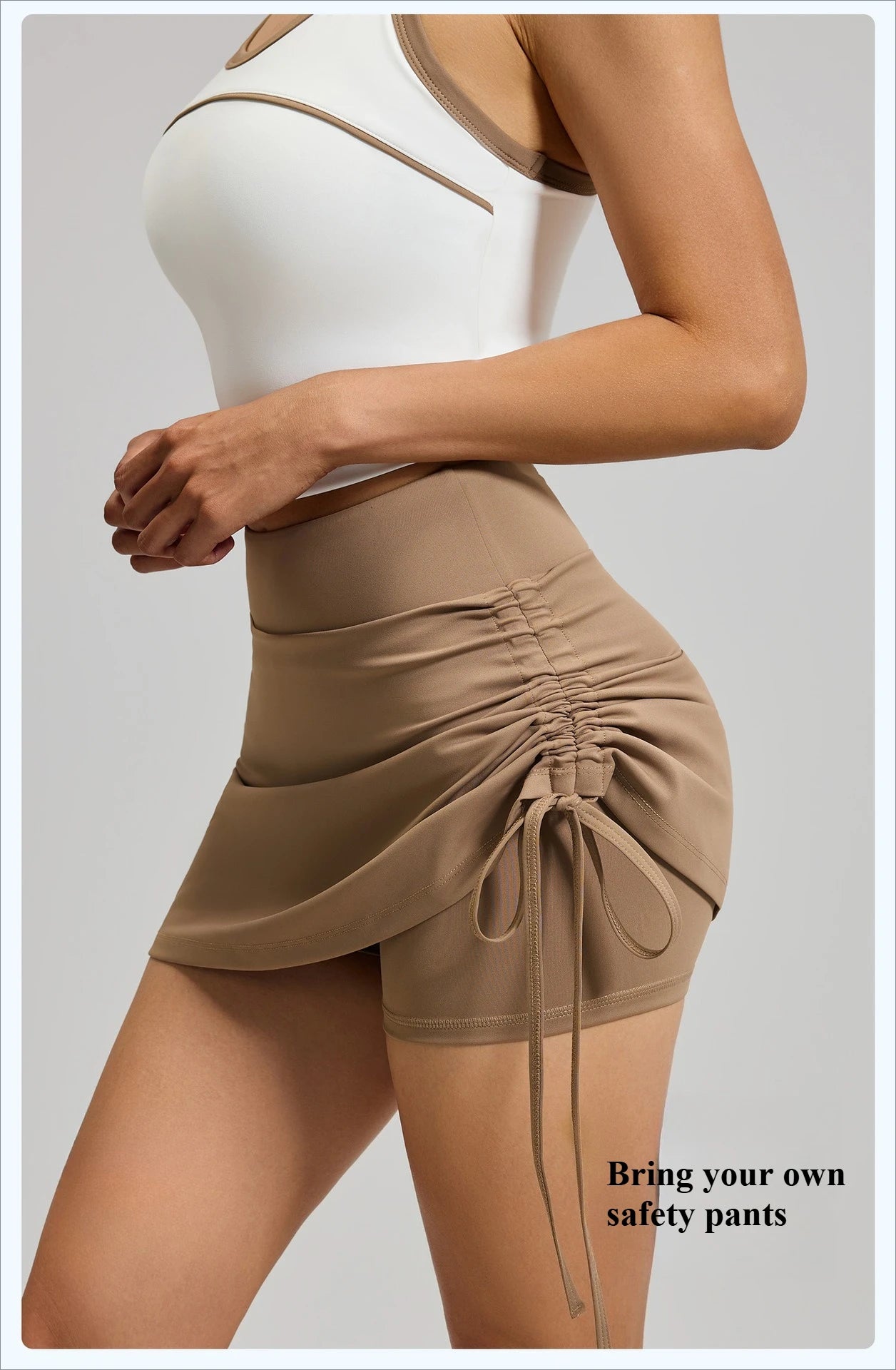Shirring Sports Skirts with Safety Trousers for Women High Elastic Fashion Casual Fitness Skirts Fake Two Pieces Yoga Skirts