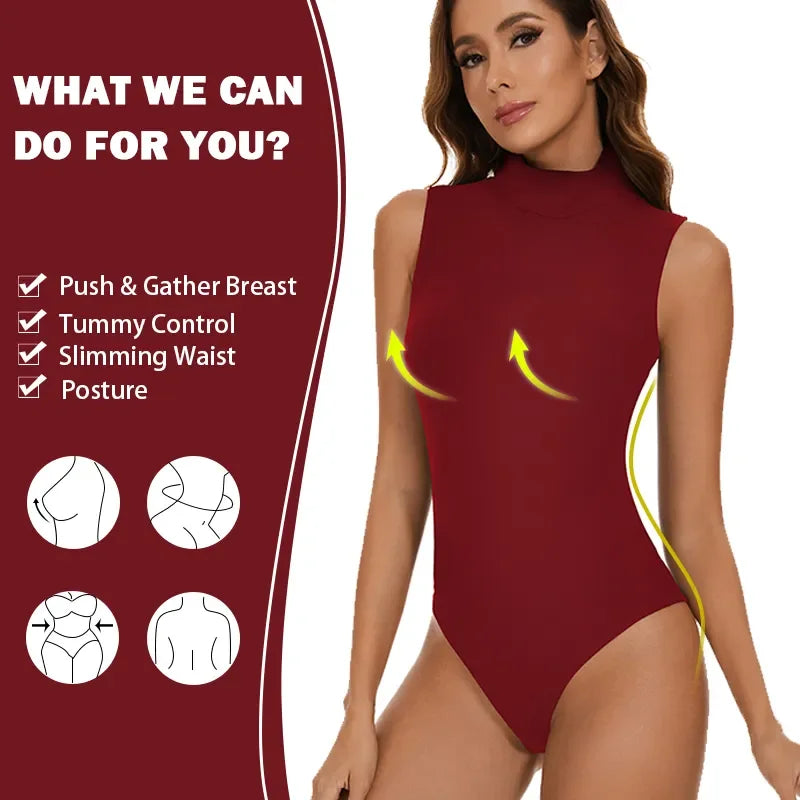 Bodysuit for Women Tummy Control New Tops Body Shaper Compression Butt Lifting Shapewear High Collar Sleeveless Bodysuits