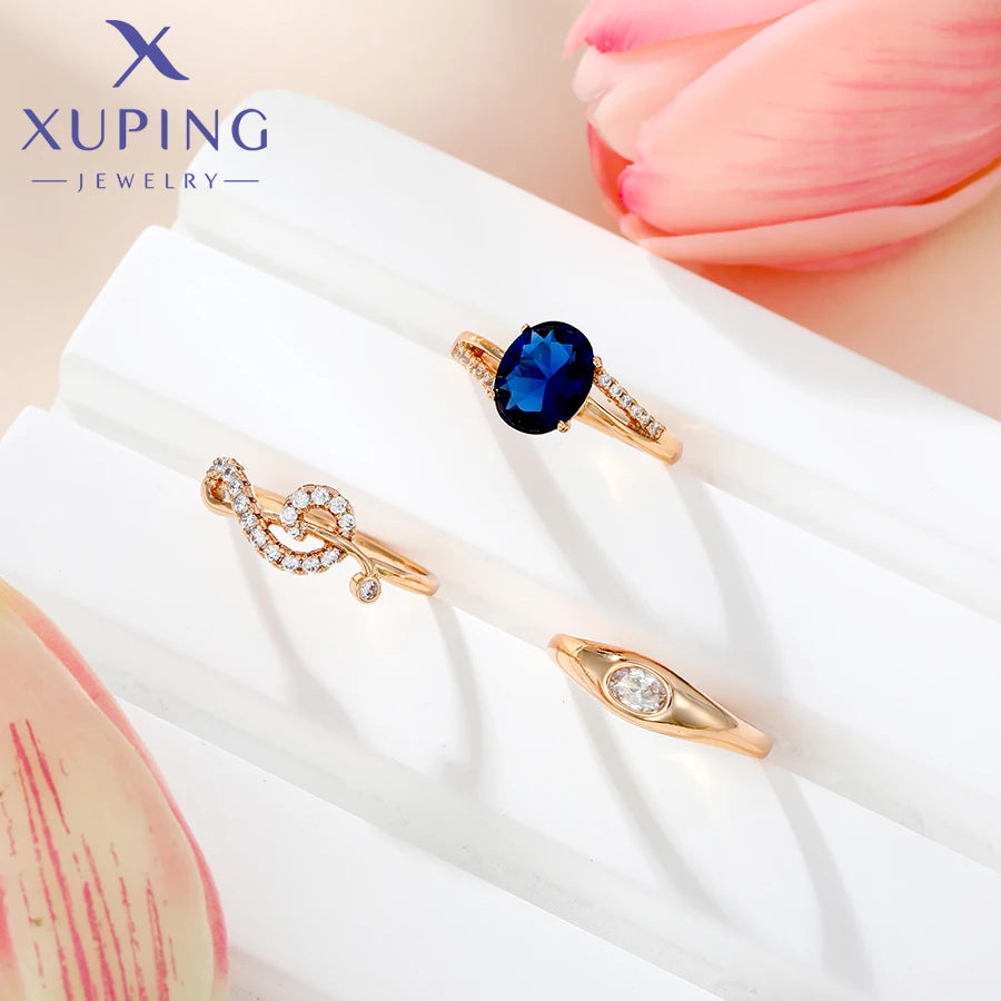 Xuping Jewelry Fashion Charm Mixed Rings Group Popular Rings for Women Gold Plated Party WeddingGift