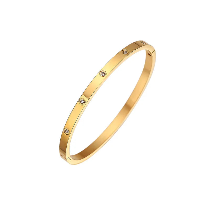 Fashion Bangles for Women Men Trendy Stainless Steel Metal Bracelets Punk Gold Color Bohemian Jewelry Accessories Gift Wholesale