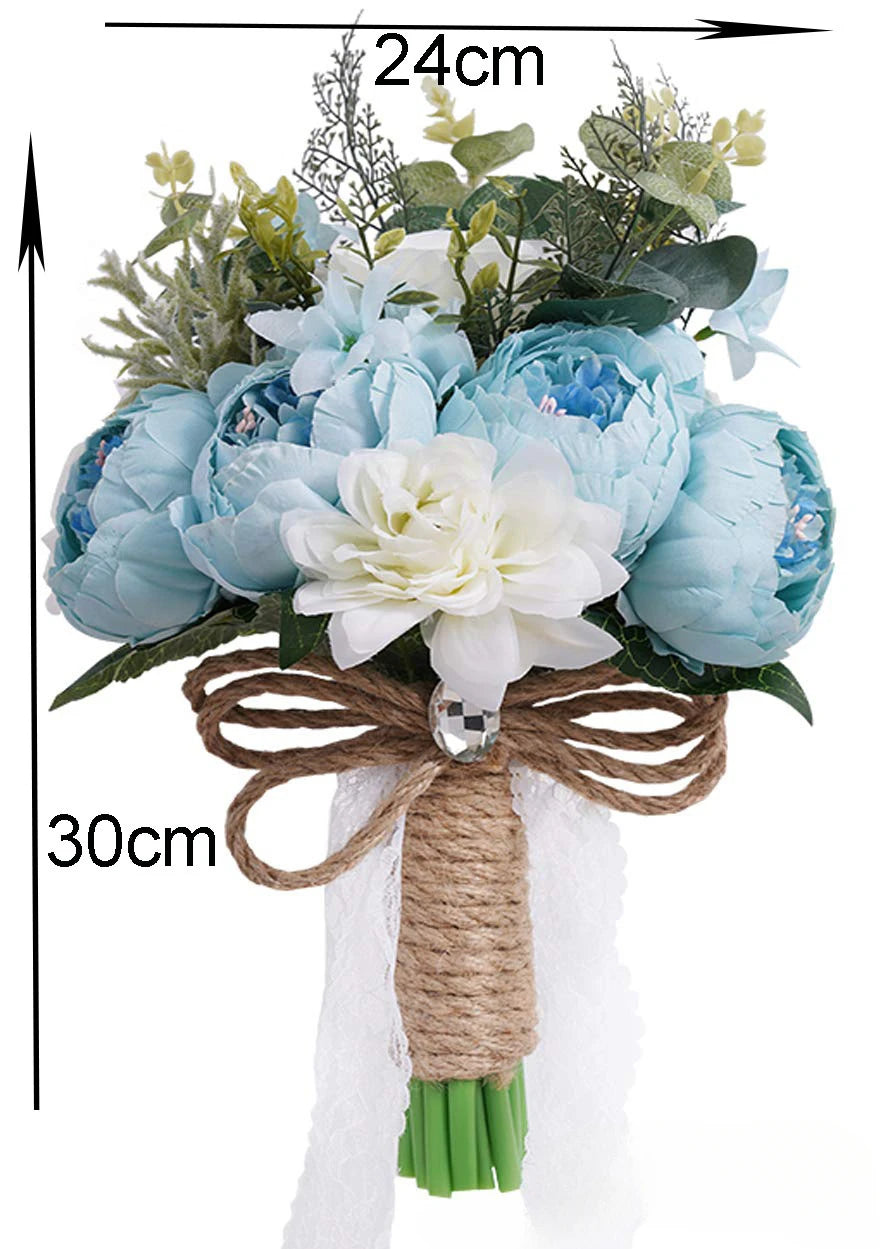 30CM Wedding Decoration Bridal Holding Flowers Artificial Roses Bundle Home Decoration Photography Props Silk Flowers
