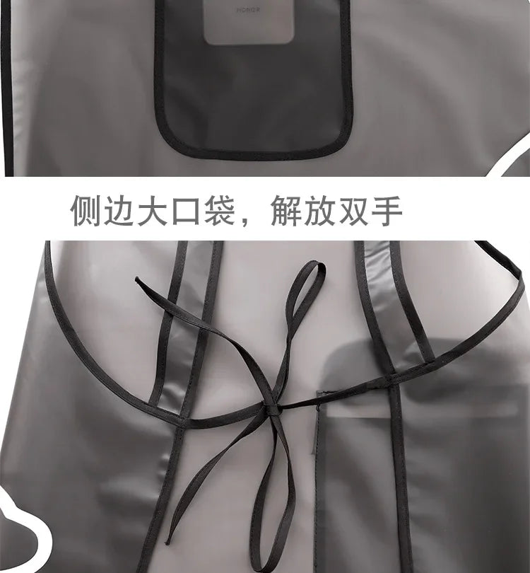Kitchen Waterproof Apron Transparent Ladies Men Home Aprons Wipeable Oil Resistant Baking Accessories BBQ Restaurant Cafe Aprons