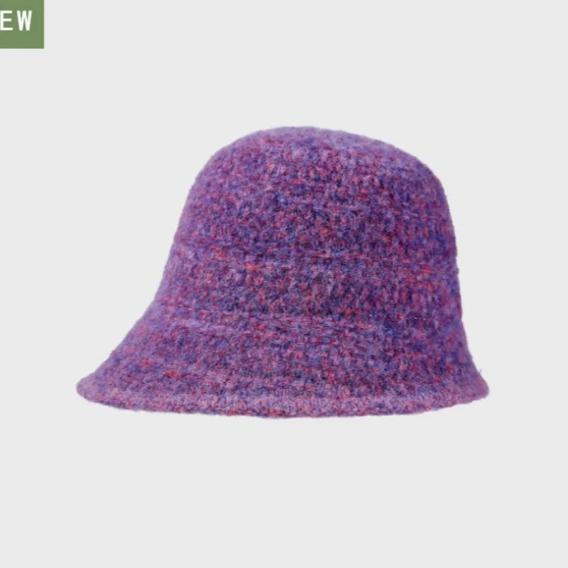 Fisherman's Hat for Women Autumn/Winter Knit Bucket Hat Face-Slimming Textured Bucket Hat Warm and Soft